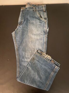👖 Carhartt Relaxed Fit Jeans 36x30 Distressed Workwear Denim 👖